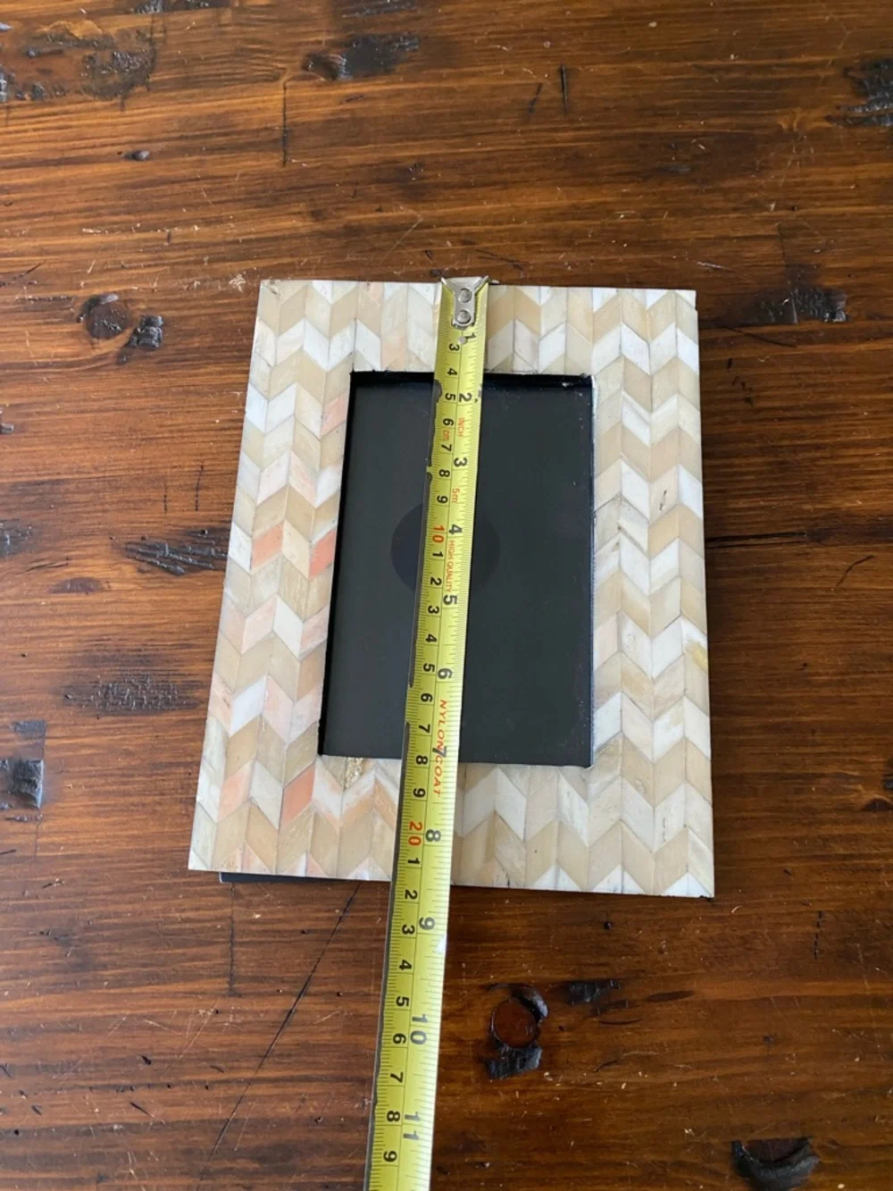 4”x6” Photo Frame Beige Tan Coral Chevron Pattern Tile‎ Boho Coastal